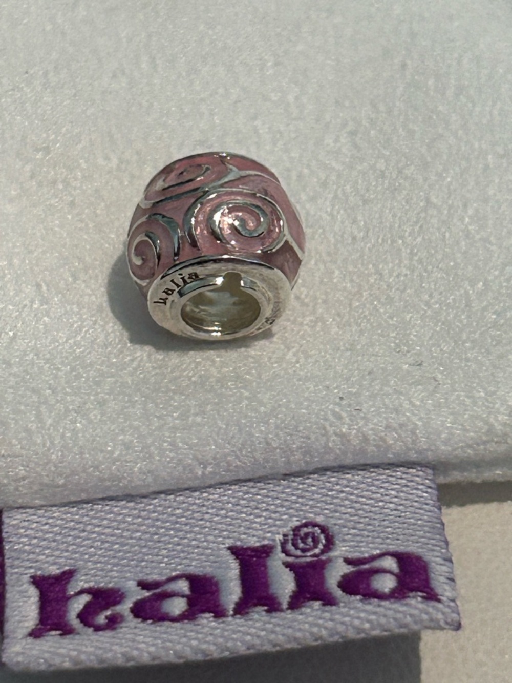 Pandora-style “Pink Swirl” Charm - Sterling Silver/Pink Enamel